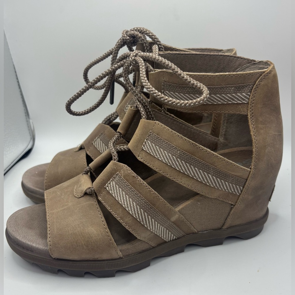 Sorel Brown Lace-Up Sandals